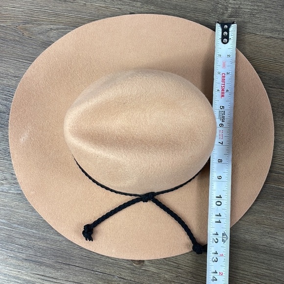 World Matket Women’s Felted Wool Brimmed Boho Tan Light Camel Hat with Tie - Picture 10 of 11